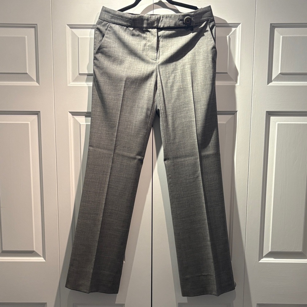 EUC Tory Burch Heathered Grey Wool Wide Flared Leg Dress Pants